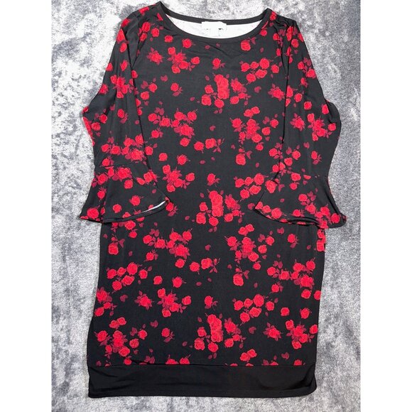 Michael Kors Black Dress with Red Roses XL Bell Cuff - Picture 1 of 6